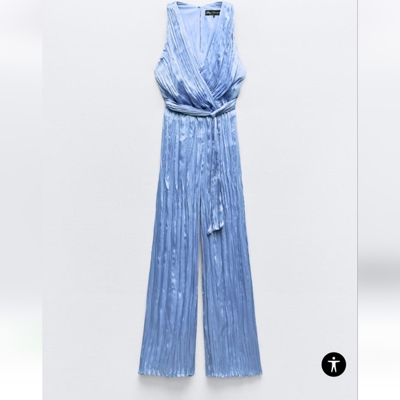 Zara NWTs Satin Jumpsuit With Wrinkled Effect - Picture 4 of 10